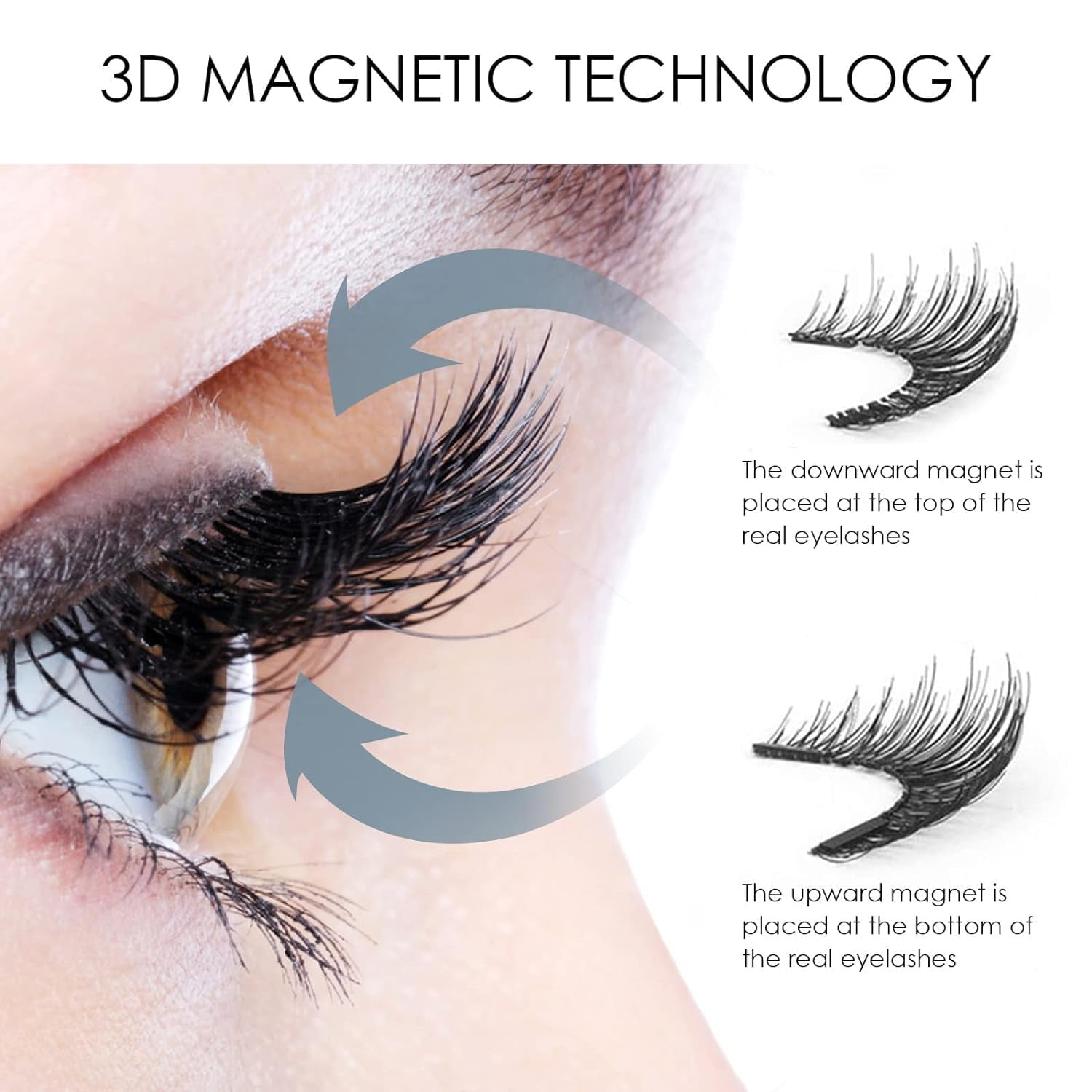 Magnetic Eyelashes with Applicator, Natural Look False Lashes without Eyeliner, Light Weight and Waterproof Magnetic Eyelashes No Glue
