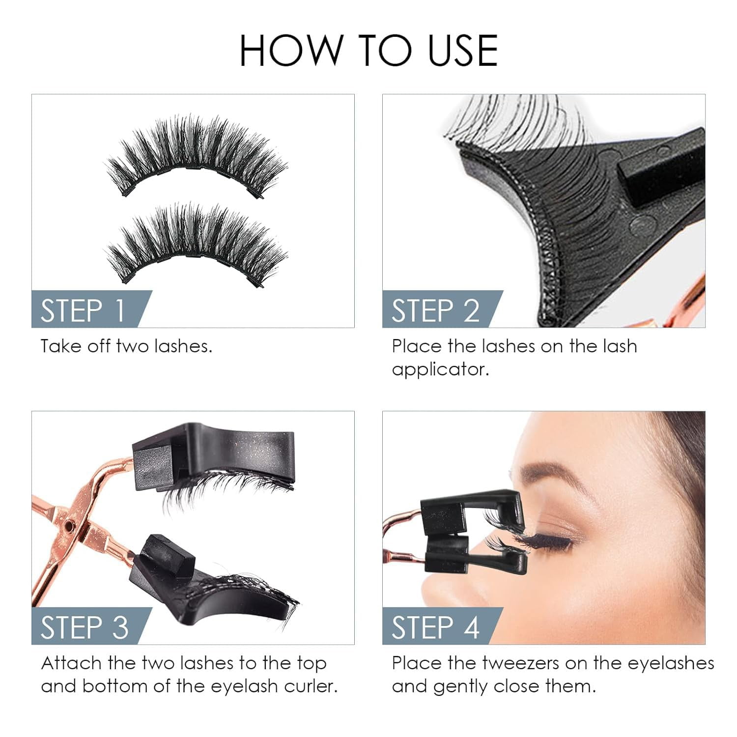 Magnetic Eyelashes with Applicator, Natural Look False Lashes without Eyeliner, Light Weight and Waterproof Magnetic Eyelashes No Glue