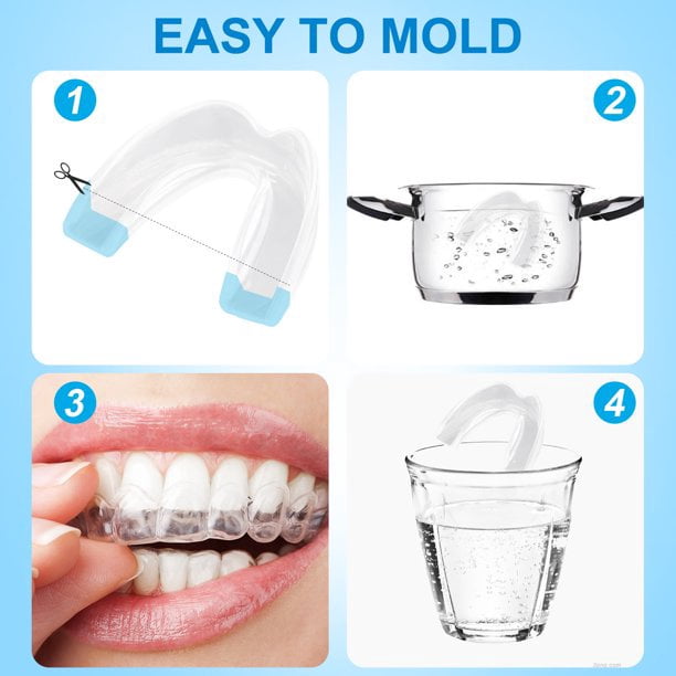 Mouth Guard for Grinding Teeth at Night, Professional Dental Night Guard for Teeth Grinding Stops Bruxism & Eliminates Teeth Clenching Teeth 2 Sizes Pack of 4 with high Quality Hygiene Case