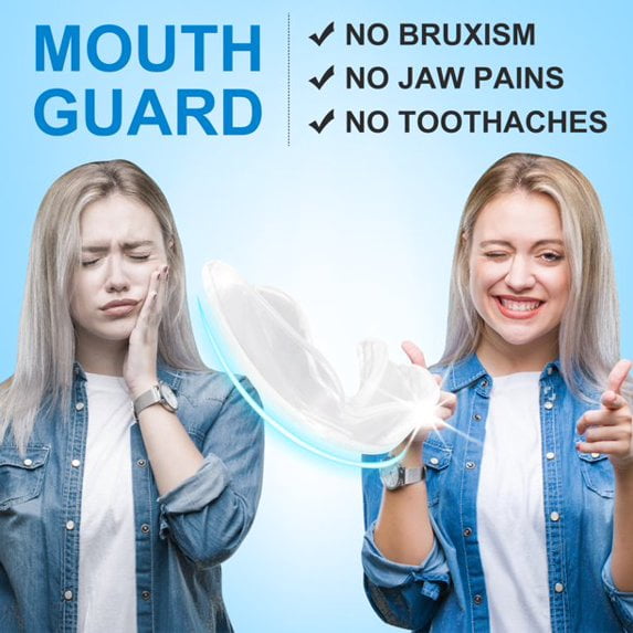 Mouth Guard for Grinding Teeth at Night, Professional Dental Night Guard for Teeth Grinding Stops Bruxism & Eliminates Teeth Clenching Teeth 2 Sizes Pack of 4 with high Quality Hygiene Case