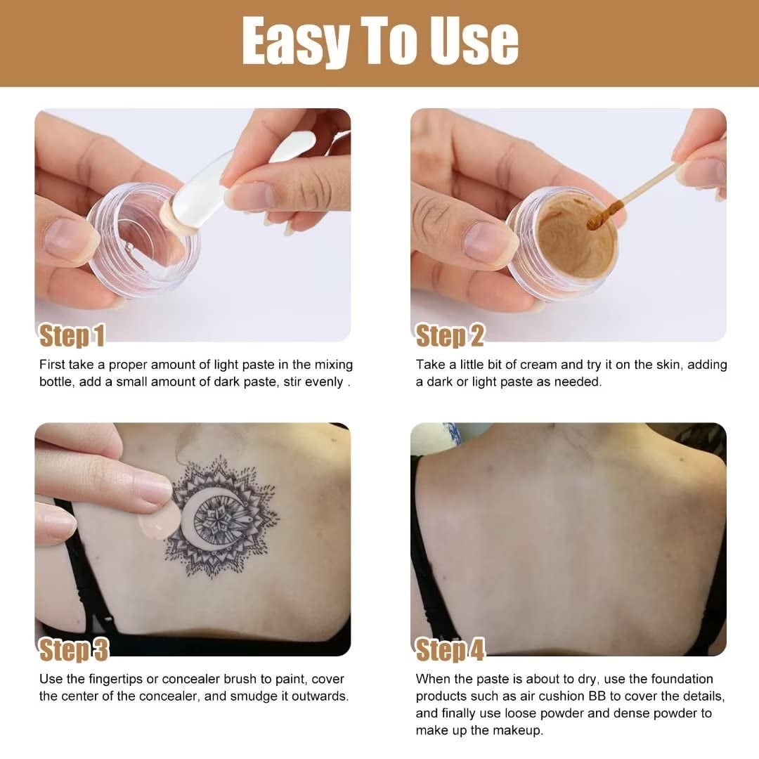 Tattoo Cover Up, Tattoo Concealer Makeup, 2 Colors waterproof concealer, Professional Waterproof Skin Concealer Set to Cover Tattoo/Scar/Acne/Birthmarks for Men and Women (2x20g)