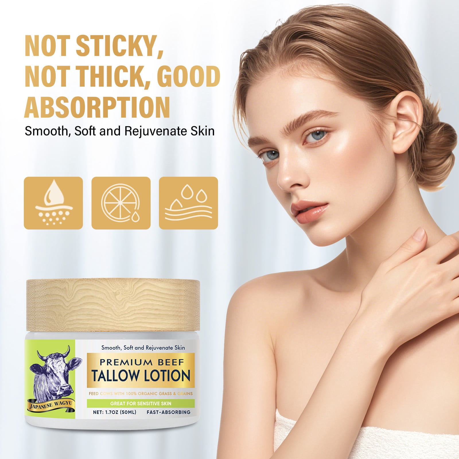 Beef Tallow For Skin, Grass-Fed Tallow and Honey Balm, Beef Tallow for Face, Tallow and Honey Balm for Sensitive Skin, Deep Nourishment