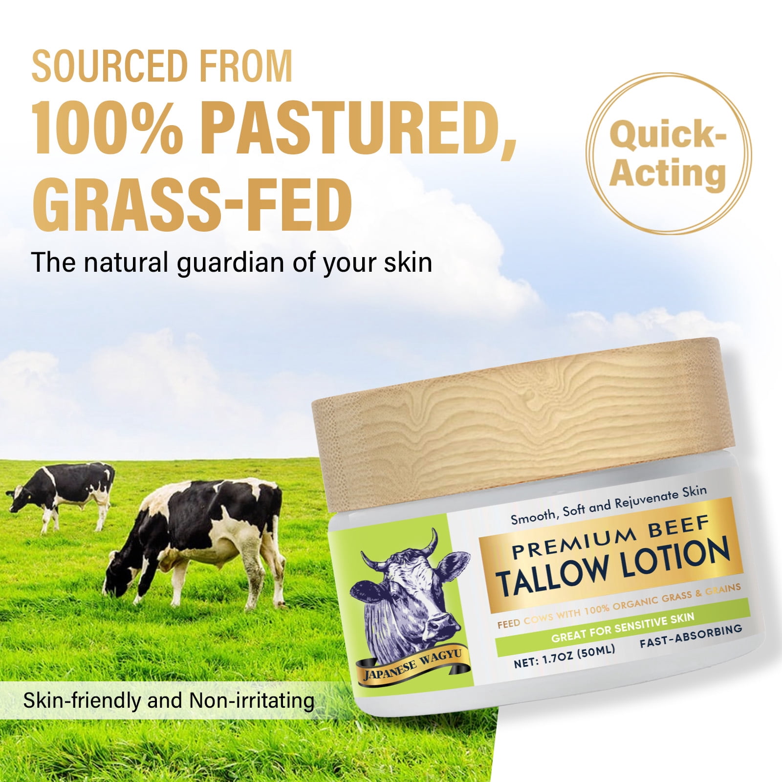 Beef Tallow For Skin, Grass-Fed Tallow and Honey Balm, Beef Tallow for Face, Tallow and Honey Balm for Sensitive Skin, Deep Nourishment