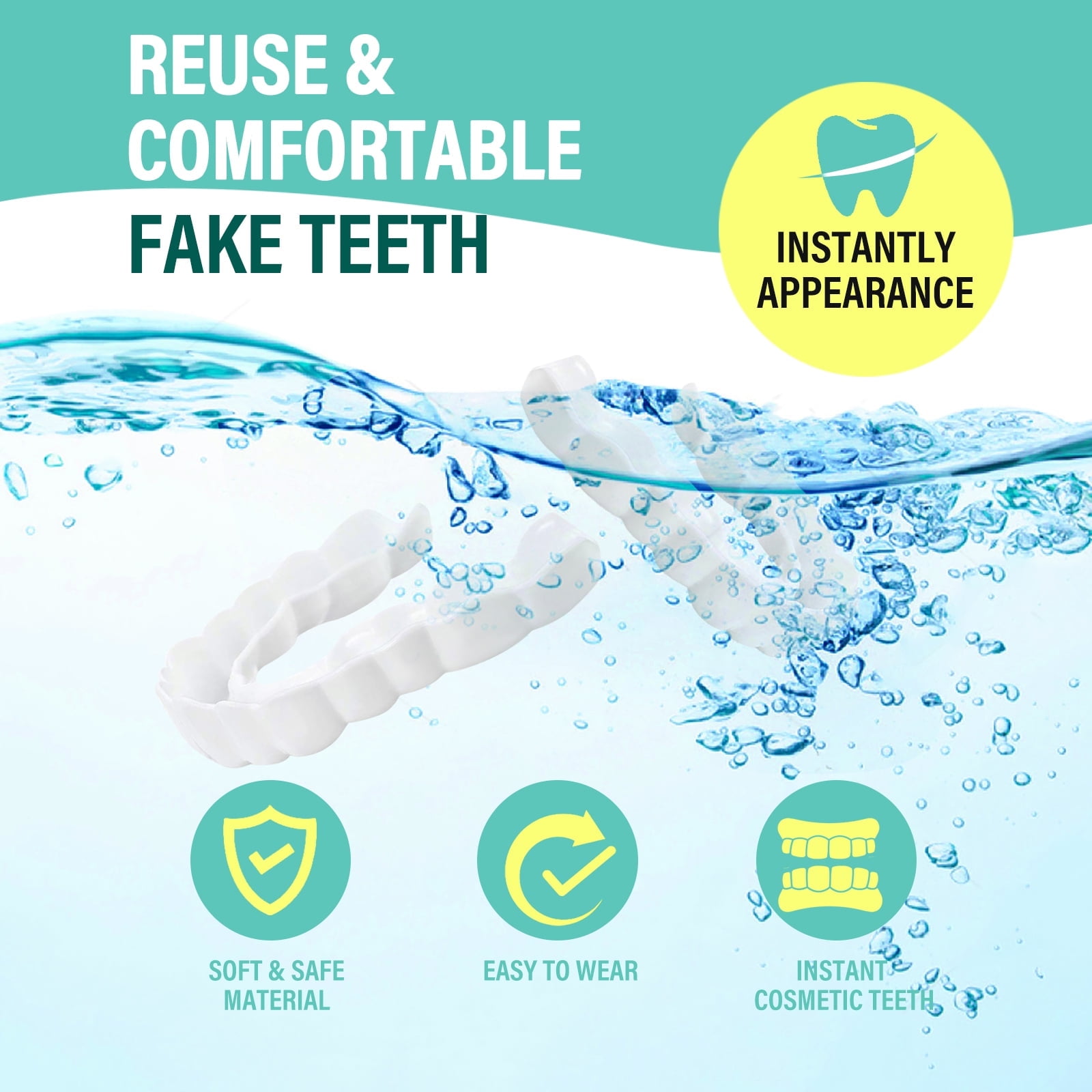 Fake Teeth, Denture Teeth, Confidence Smile Temporary Teeth
