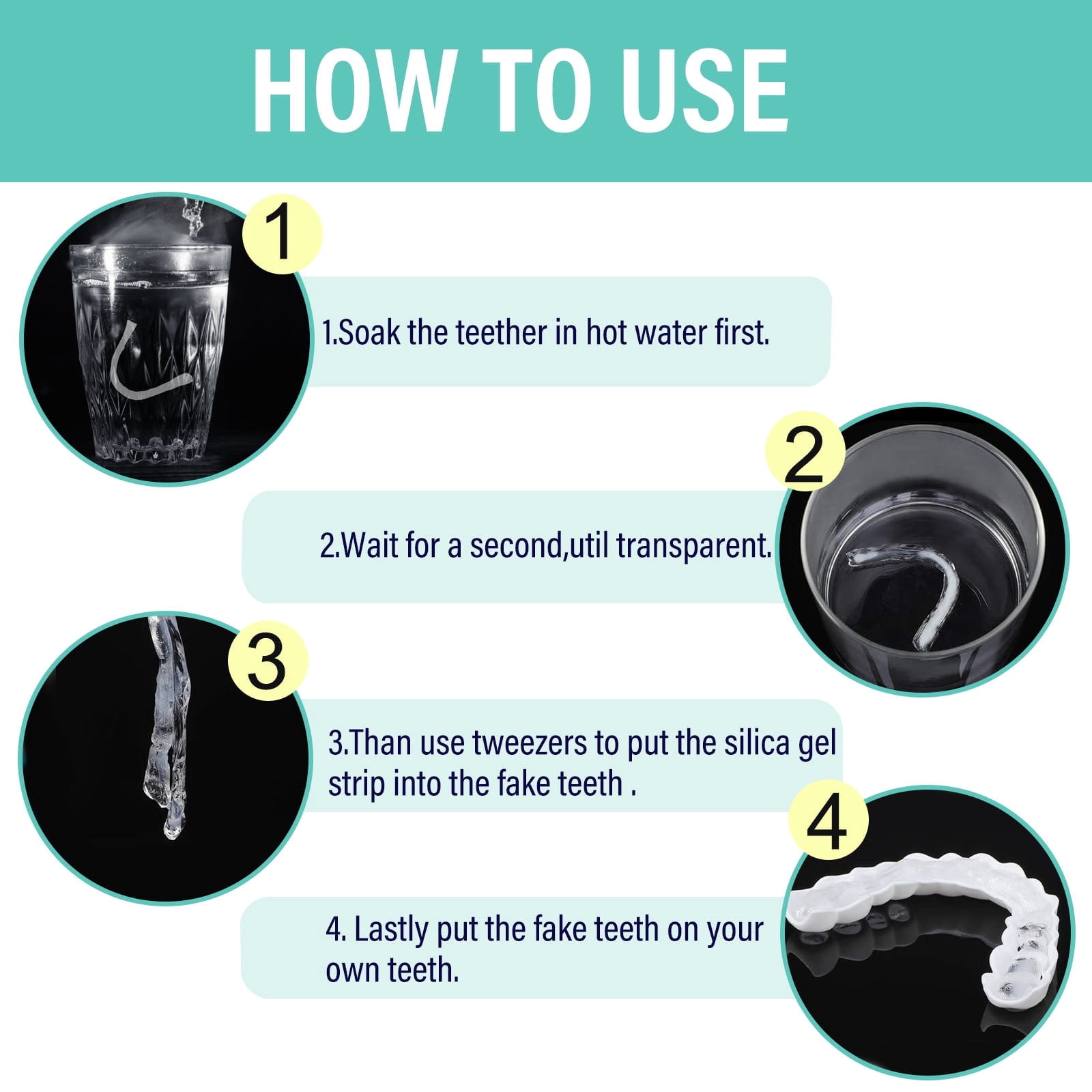 Fake Teeth, Denture Teeth, Confidence Smile Temporary Teeth