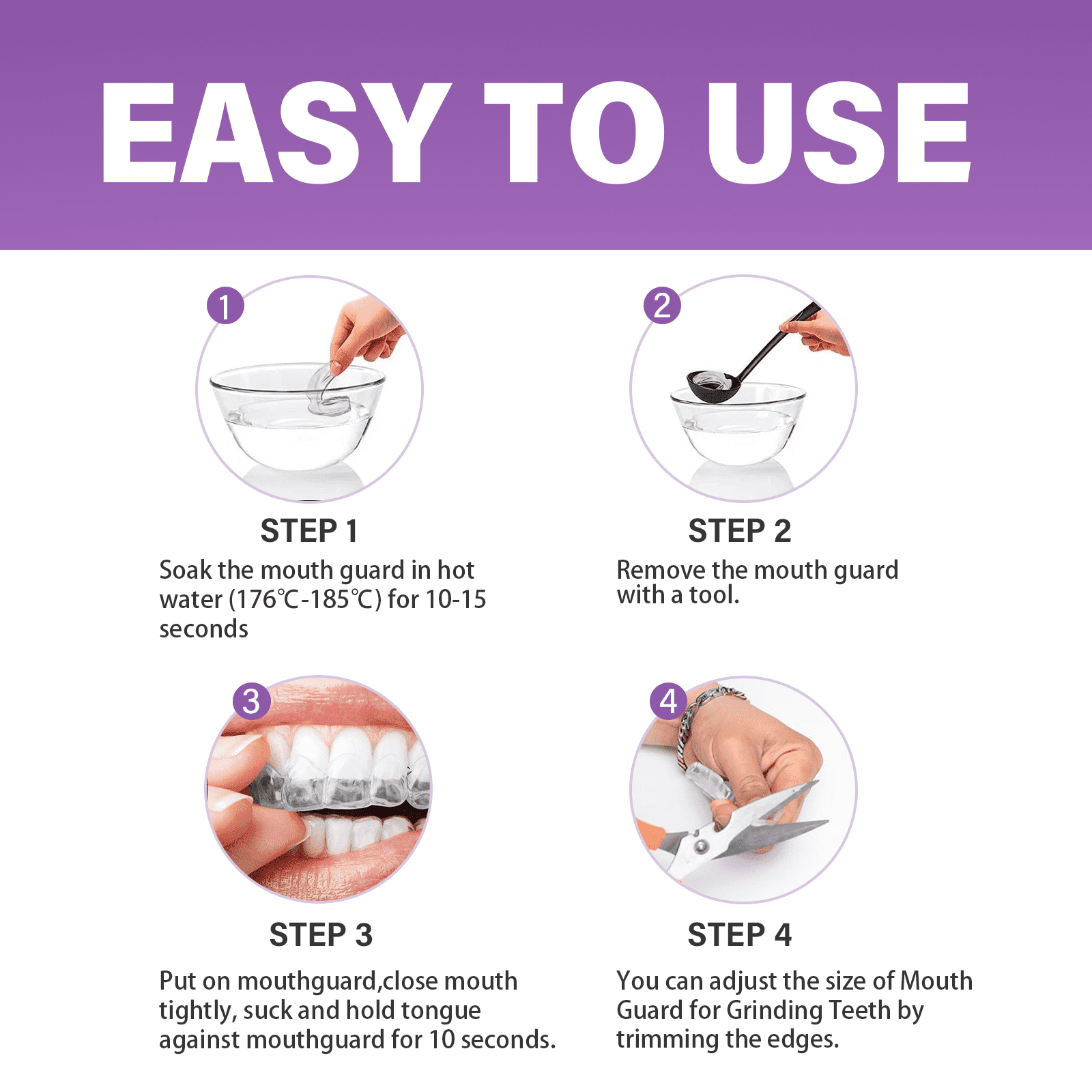 Upgraded Mouth Guard for Clenching Teeth At Night, Teeth Grinding Mouth Guard for Sleep, Includes Hygiene Case(4piece Set/2sizes)
