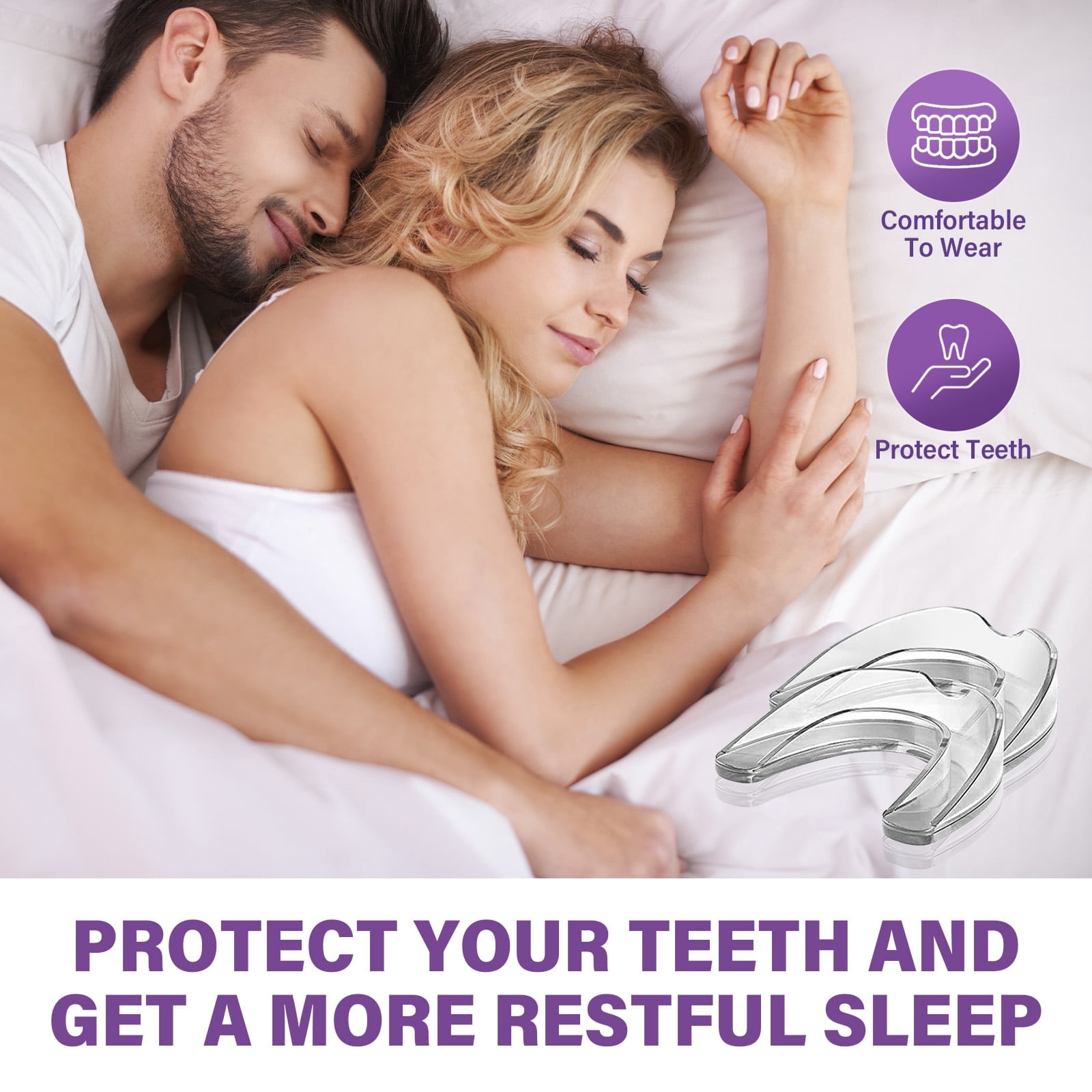Upgraded Mouth Guard for Clenching Teeth At Night, Teeth Grinding Mouth Guard for Sleep, Includes Hygiene Case(4piece Set/2sizes)