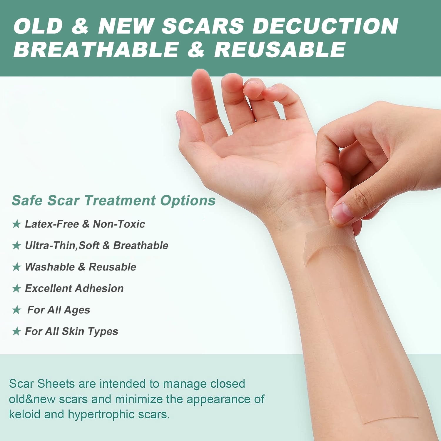 Silicone Scar Sheets (1.6” x 120”Roll-3M), Silicone Scar Tape Roll, Scar Silicone Strips, Scar Removal Sticker for C-Section, Surgery, Burn, Keloid, Acne