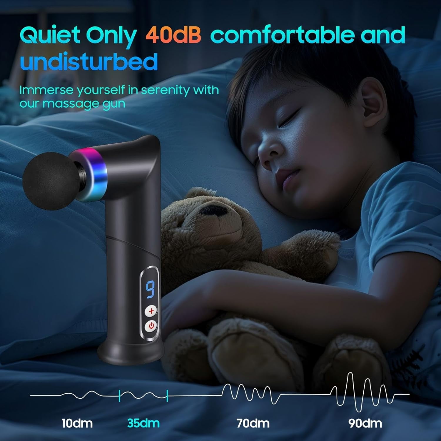 Mini Massage Gun,Massage Gun Deep Tissue,Pain Relief with 9 Speeds Intensity adjustment,8mm Massage Depth,4 Massages Heads,LED Digital Display Screen,Gifts for Fitness Enthusiasts(Matte Black)