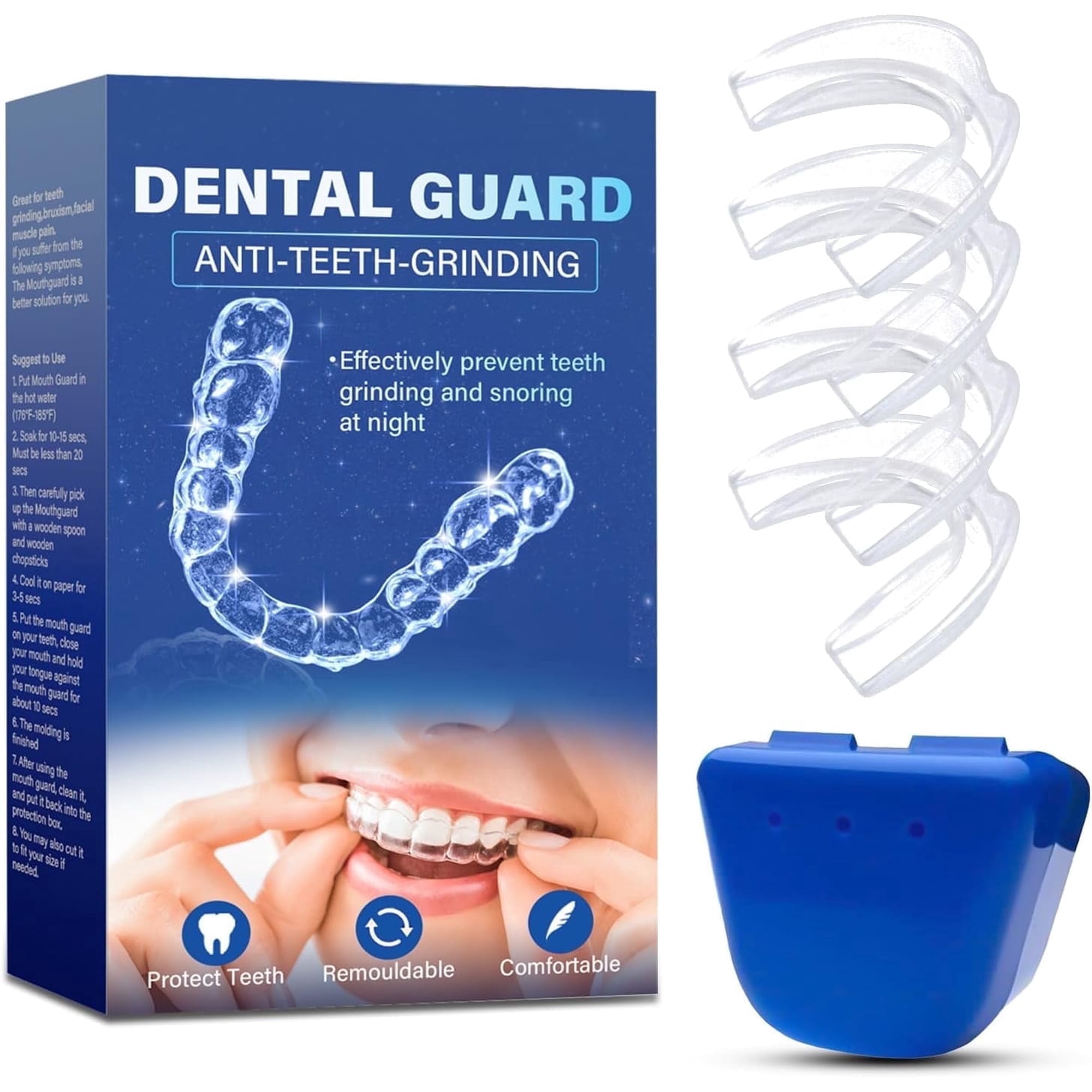Mouth Guard for Clenching Teeth at Night, Mouth Guard for Grinding Teeth at Night, Anti-Snoring Device, 4PCS/2SIZE