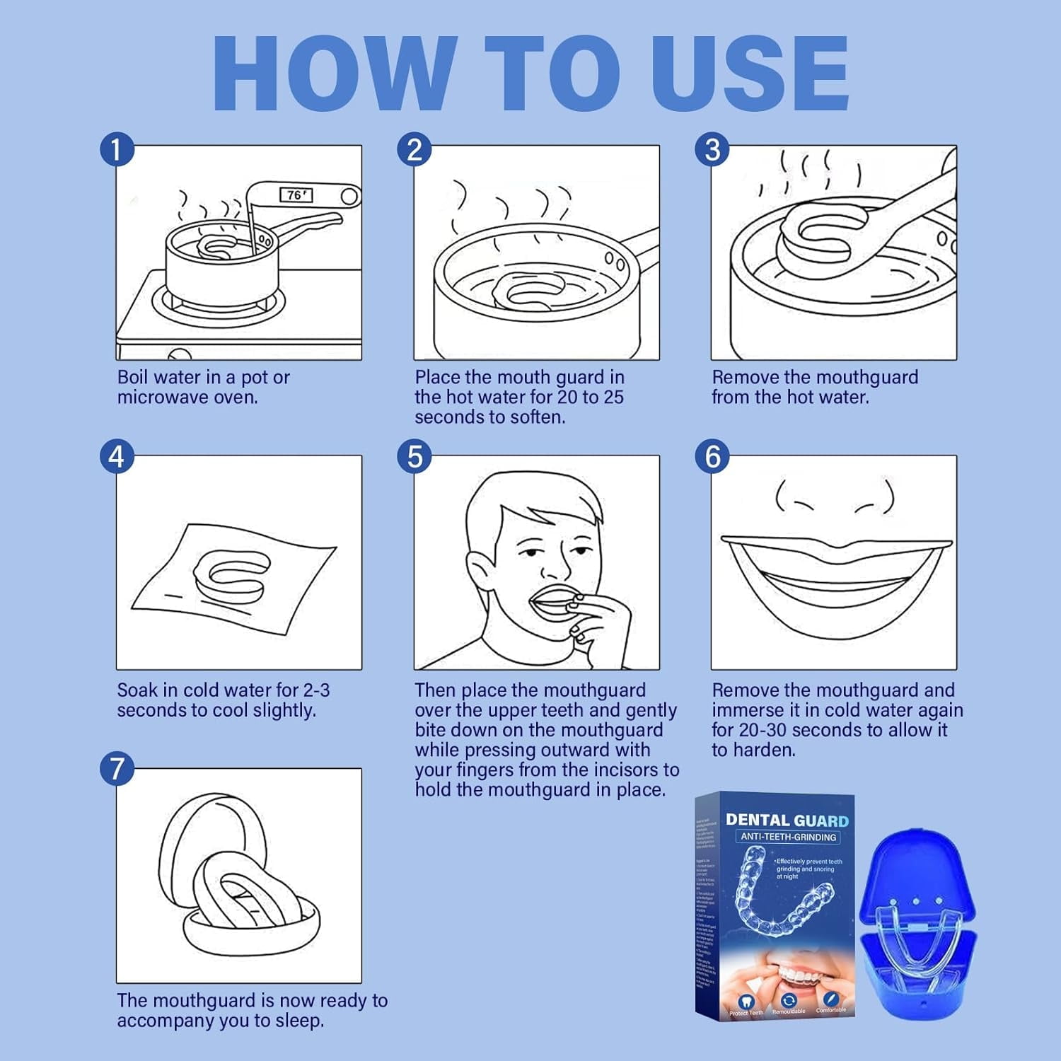 Mouth Guard for Clenching Teeth at Night, Mouth Guard for Grinding Teeth at Night, Anti-Snoring Device, 4PCS/2SIZE
