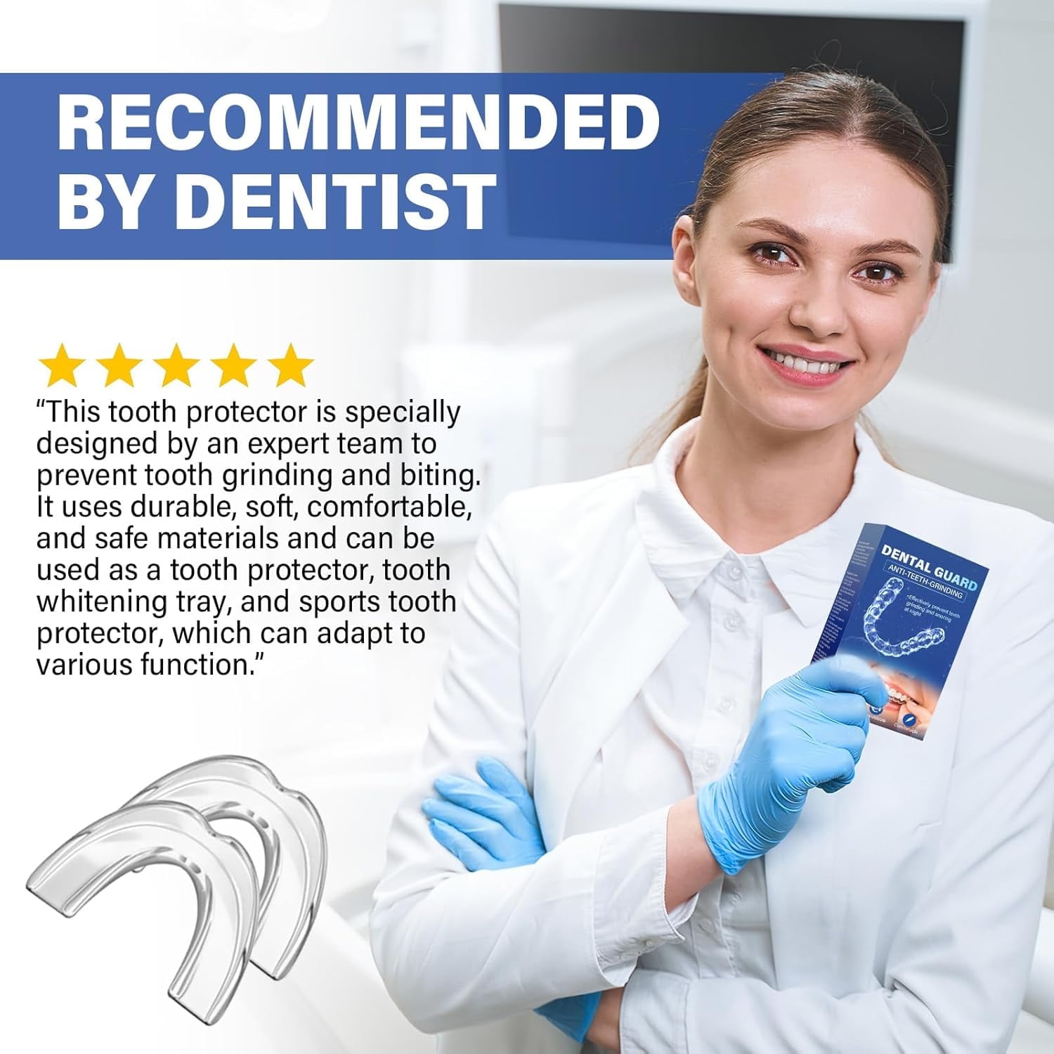 Mouth Guard for Clenching Teeth at Night, Mouth Guard for Grinding Teeth at Night, Anti-Snoring Device, 4PCS/2SIZE