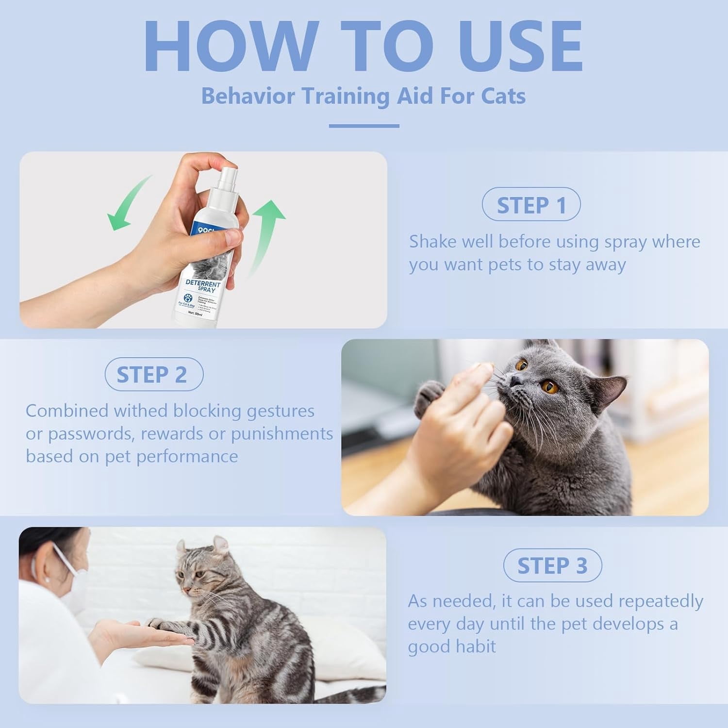 Cat Spray Deterrent, Effective Cat Scratch Furniture Protector, Safe Formula, Suitable for Cats and Dogs, Indoor & Outdoor Use, 50Ml