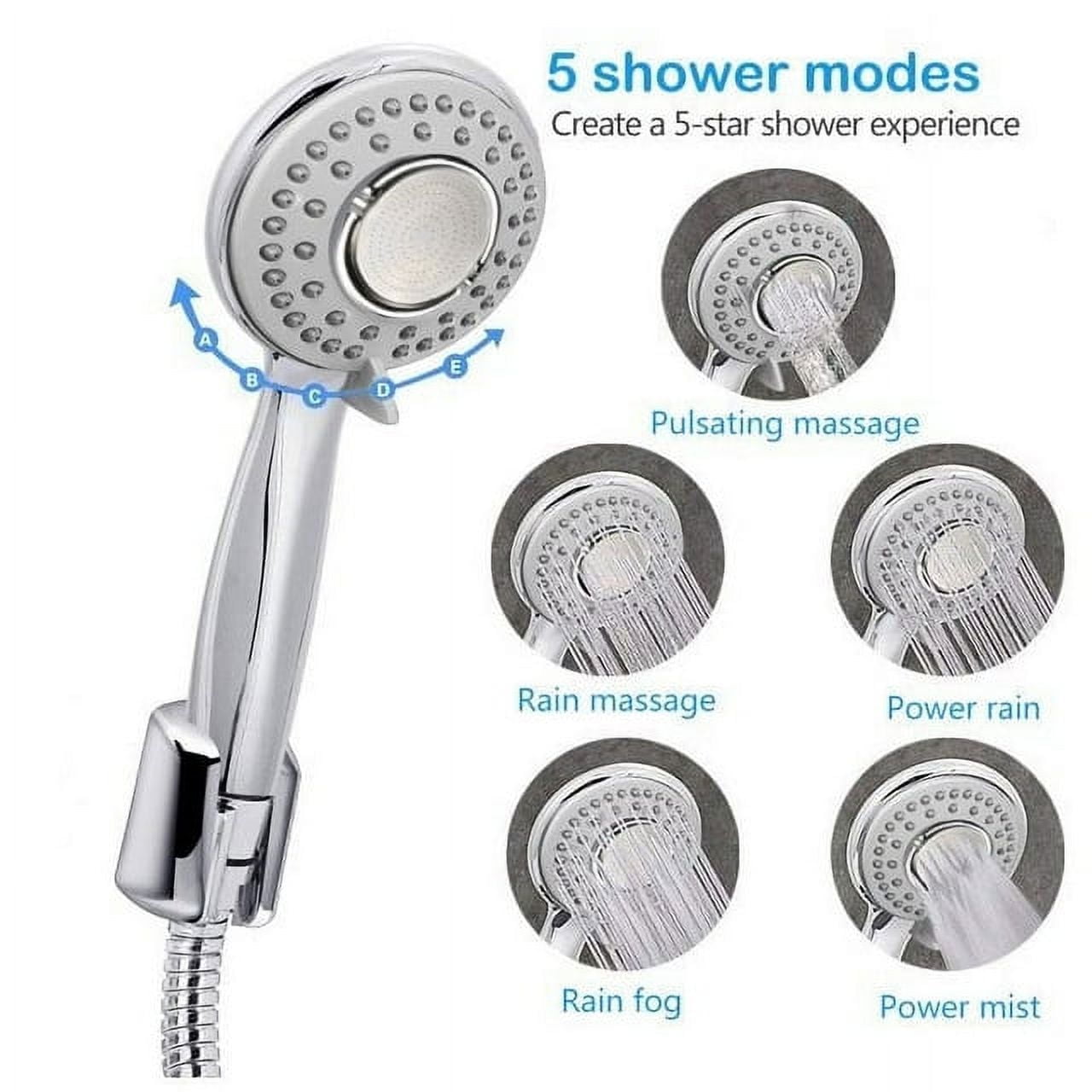 Shower Head with Handheld, 5-Mode Rain Shower Head with Filters