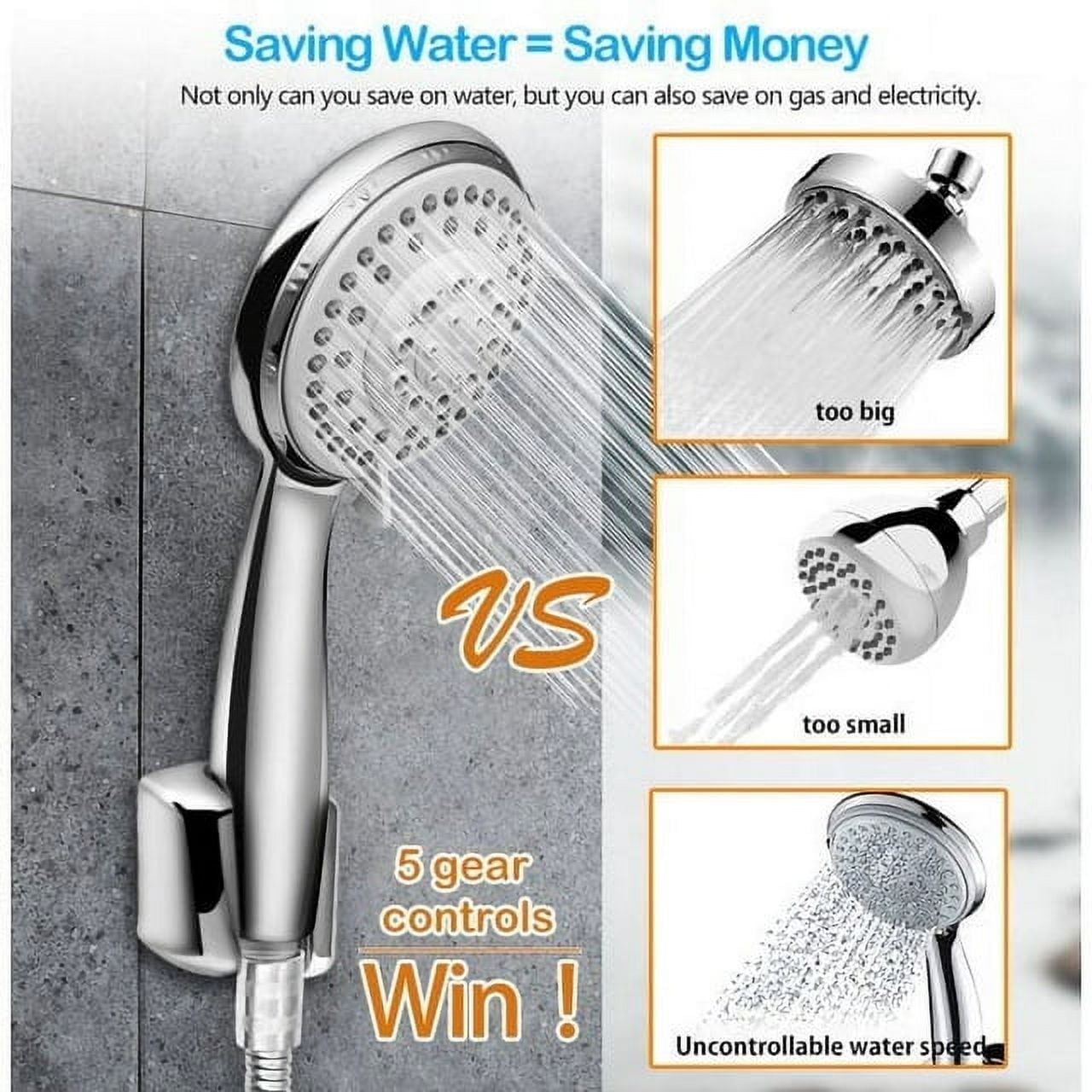 Shower Head with Handheld, 5-Mode Rain Shower Head with Filters