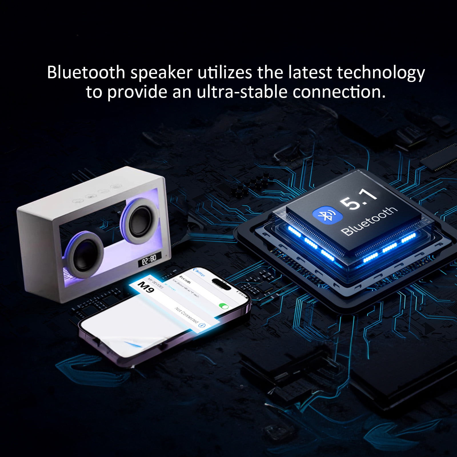 Bluetooth Speaker, Transparent Speakers Bluetooth Wireless,Portable Speaker, Simple Desktop Mini Speaker with LED Ambiance Light