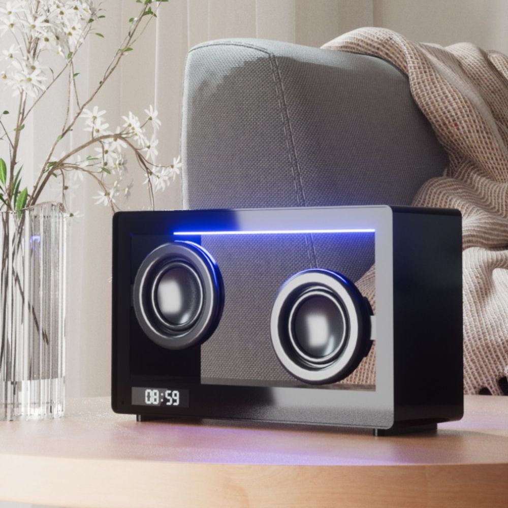 Bluetooth Speaker, Transparent Speakers Bluetooth Wireless,Portable Speaker, Simple Desktop Mini Speaker with LED Ambiance Light
