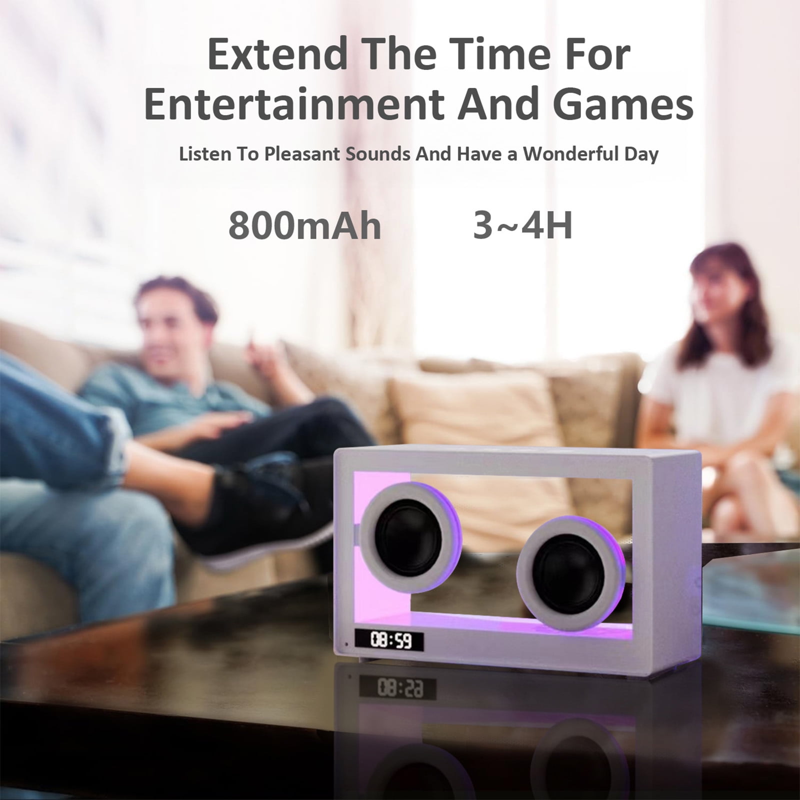 Bluetooth Speaker, Transparent Speakers Bluetooth Wireless,Portable Speaker, Simple Desktop Mini Speaker with LED Ambiance Light