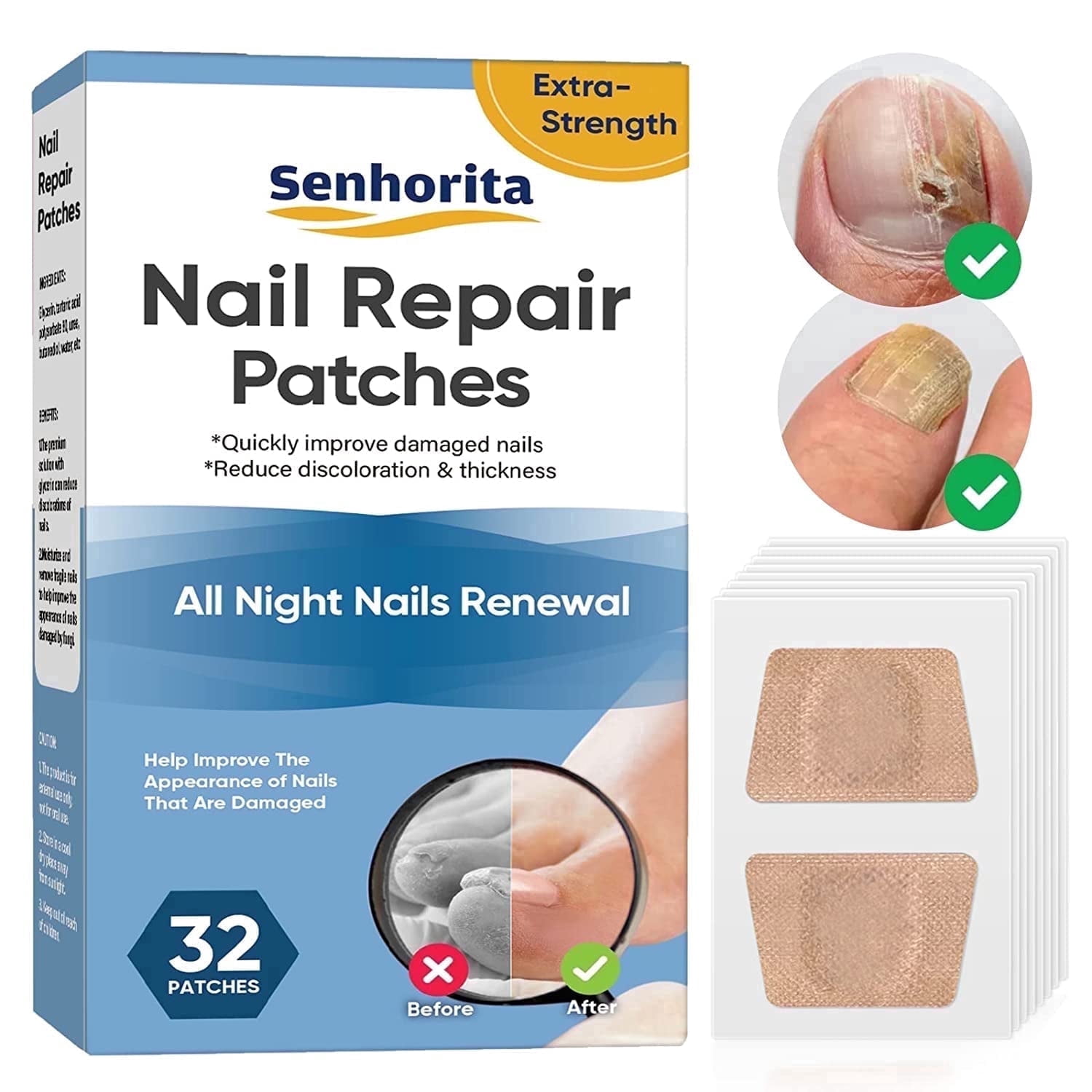 Toenail Fungus Treatment Extra Strength, 32 Pcs Toe Nail Fungus Treatment Extra Strength for Restores Appearance of Discolored or Damaged Nails