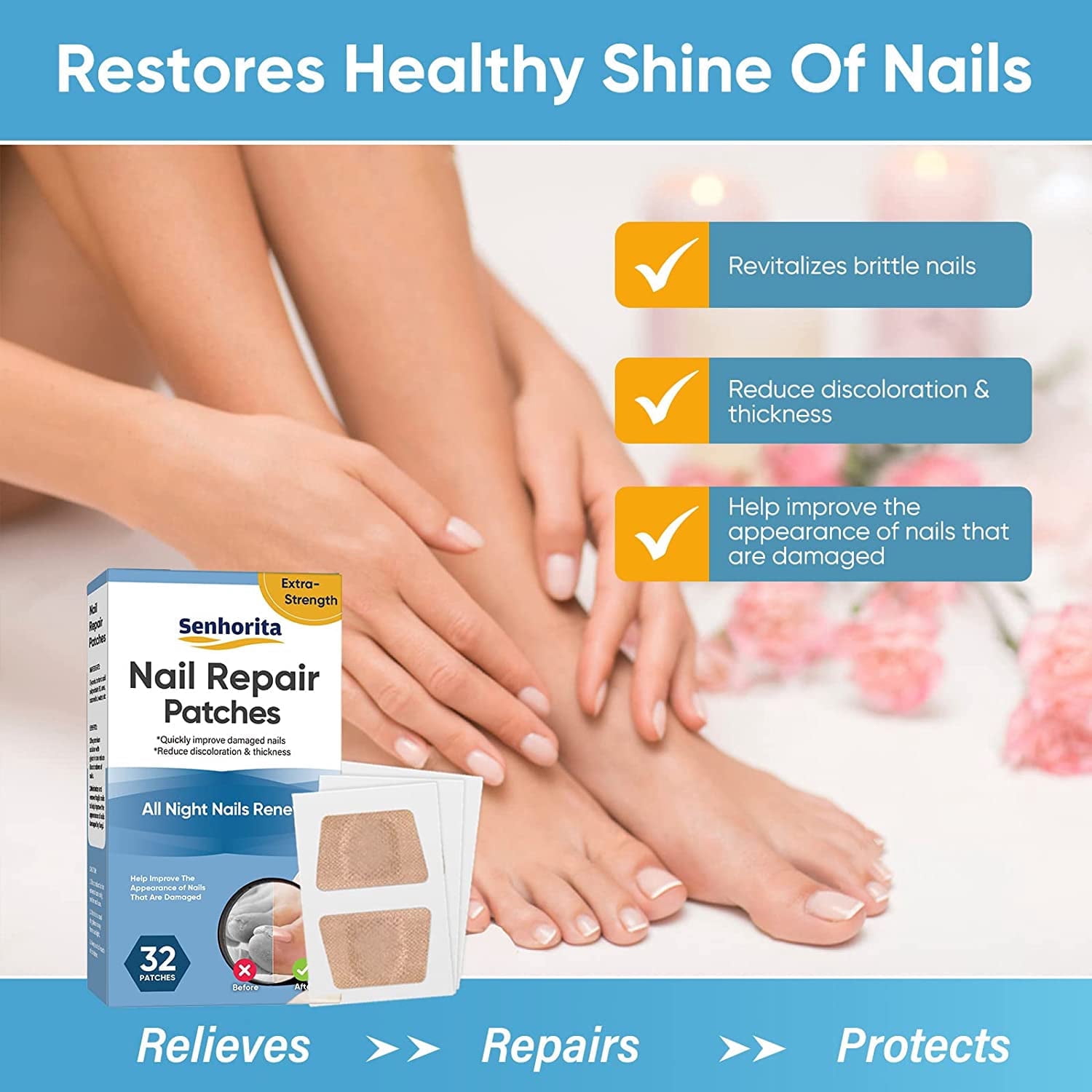 Toenail Fungus Treatment Extra Strength, 32 Pcs Toe Nail Fungus Treatment Extra Strength for Restores Appearance of Discolored or Damaged Nails