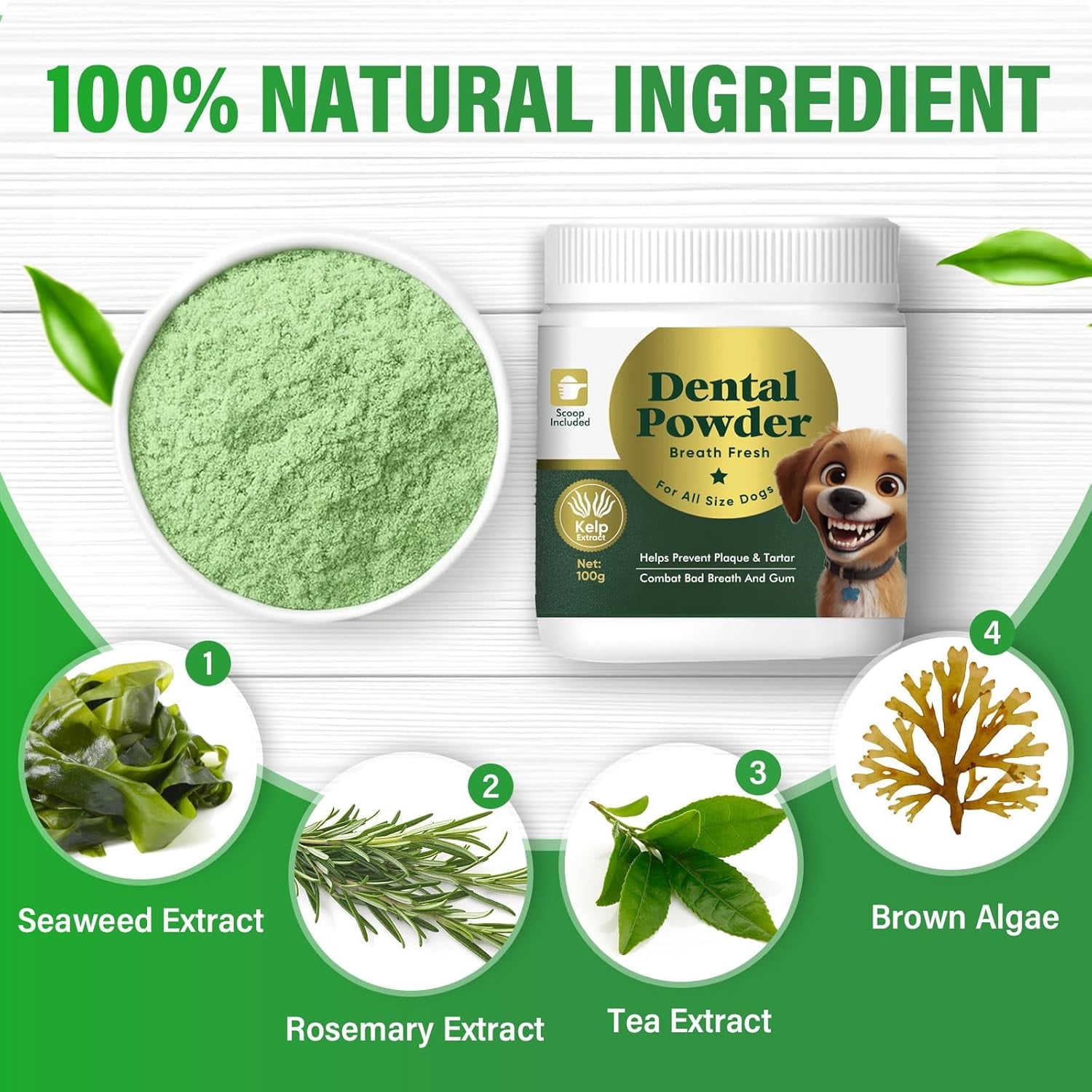 Dog Dental Powder, Dog Teeth Cleaning Powder, Natural & Pet-Safe Formula, Dental Care Supplies for Dogs