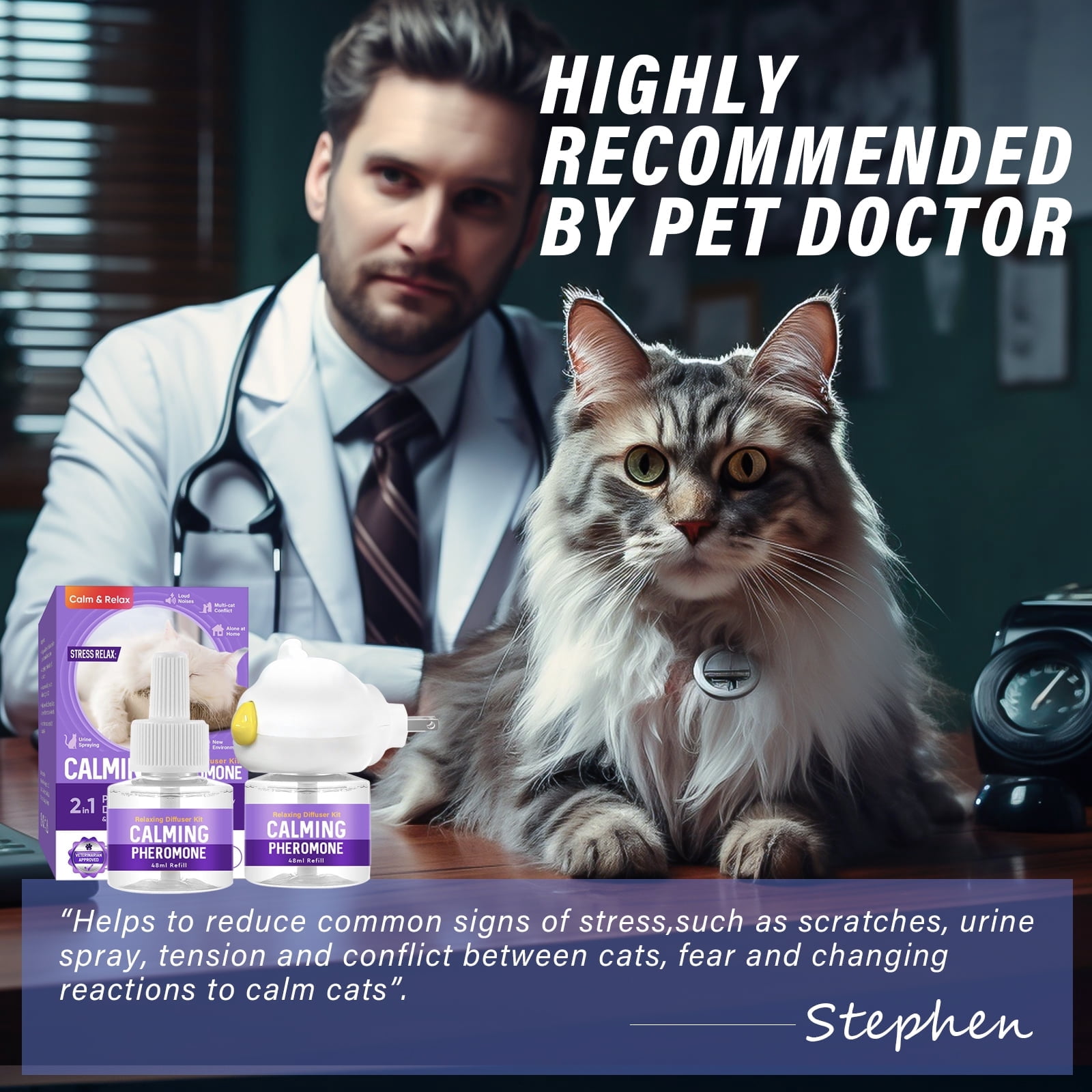 Dog Calming Diffuser, Dog Pheromones Calming Diffuser Starter Kit, Efficient Relieve Anxiety Stress, 48ml (2 Refills) 60 Days Use