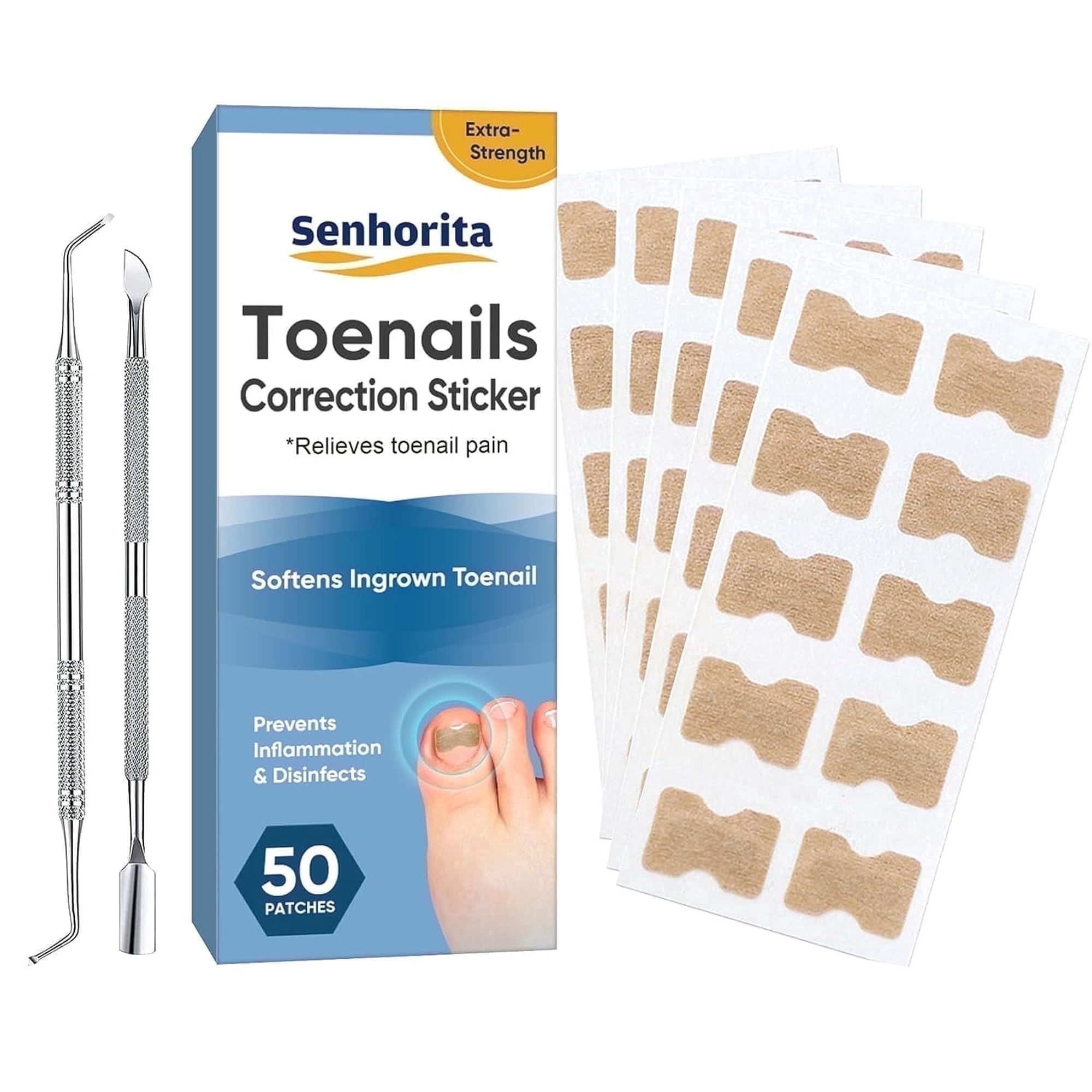 Ingrown Toenail  Treatment, Ingrown Toenail Removal Kit, Ingrown Toenail Correction Kit with Toenail File & Lifter, 50pcs