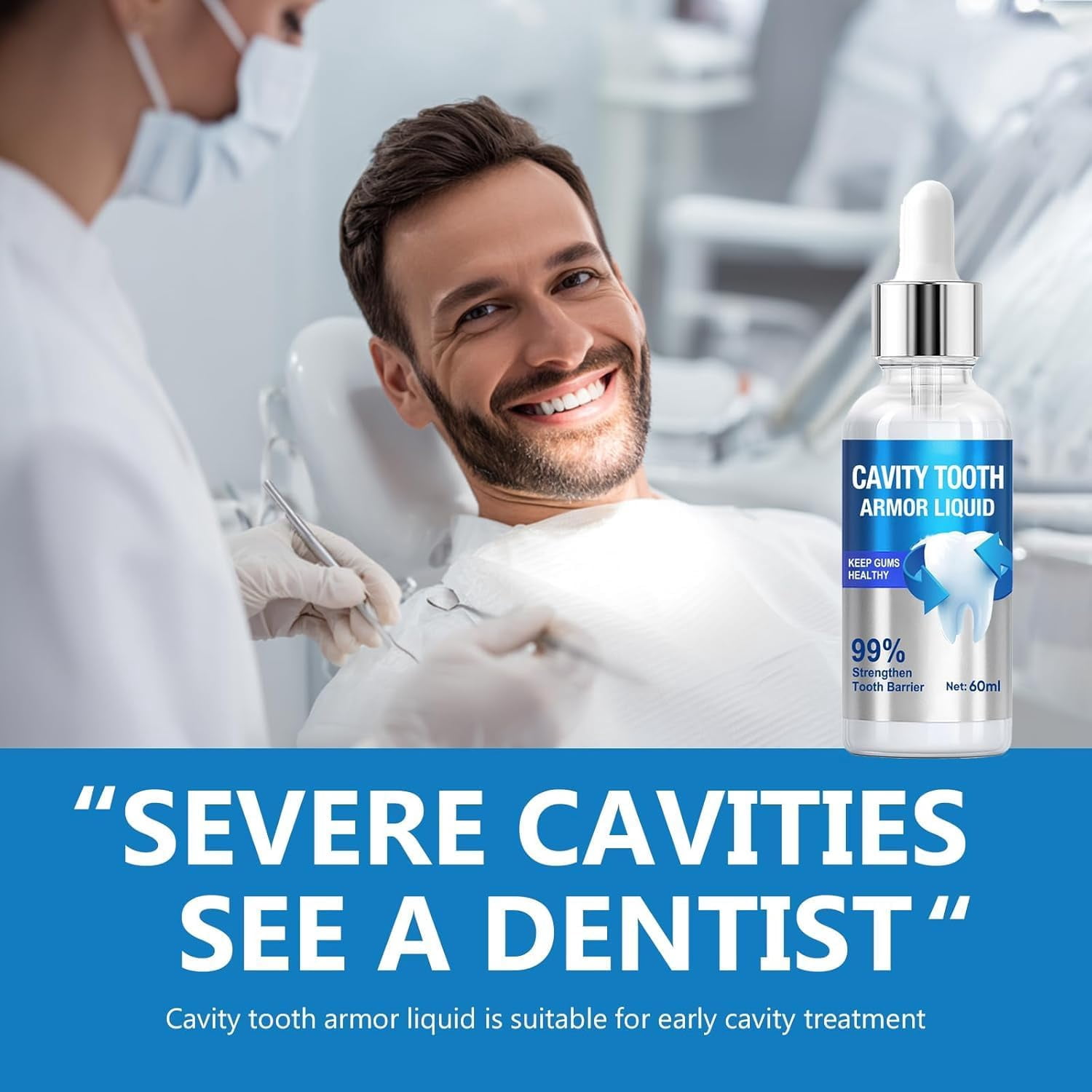 Cavity Healing Tooth Armor Liquid, Advanced Enamel Repair & Nano Hydroxyapatite Remineralization Drops for Sensitive Teeth - Supports Gum Health & Cavity Reversal